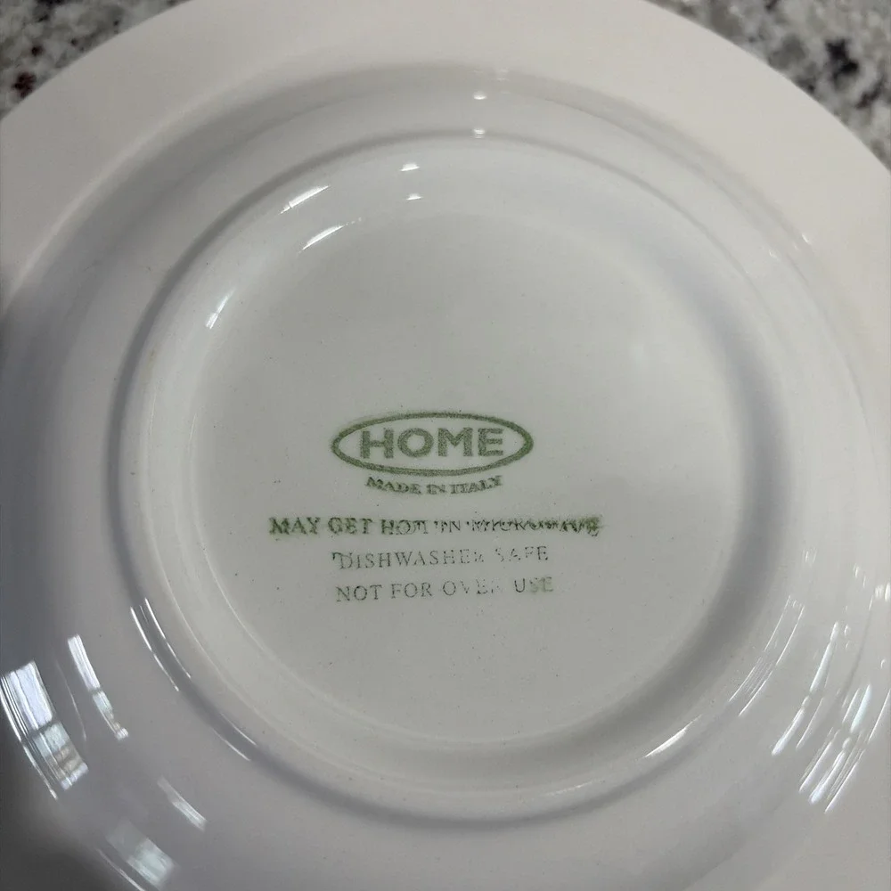 4 HOME Italy Ceramic Holiday Reindeer Bowls Christmas Polka Dot Rimmed SoupPasta